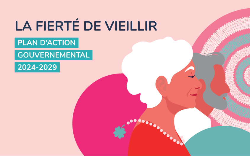 La fierté de vieillir. Plan d'action gouvernemental 2024-2029 Illustration de la publication du plan d'actionsur laquelle on voit un homme et une femme d'un certain âge.